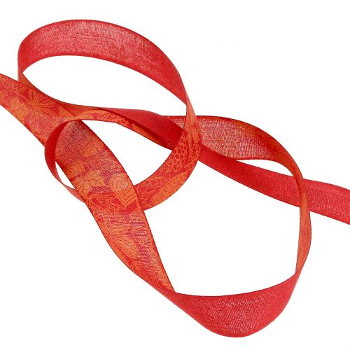 Prodotto Nastro regalo foglie d&#39;autunno rosso 25mm 18m