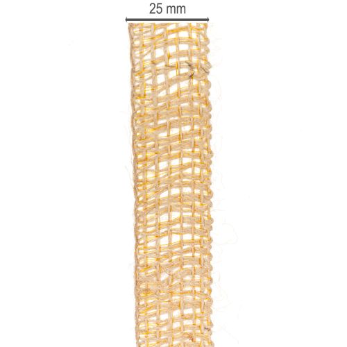 Prodotto Nastro decorativo in juta, giallo, naturale, 25 mm; nastro decorativo rustico in juta, 10 m