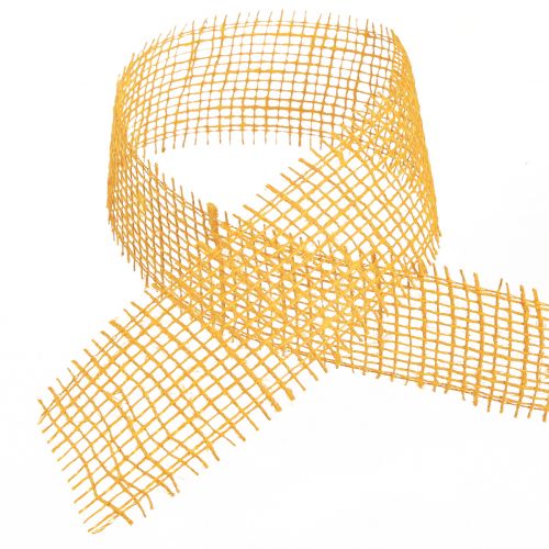 Prodotto Nastro decorativo iuta nastro a griglia giallo senape nastro artigianale 5 cm 40 m