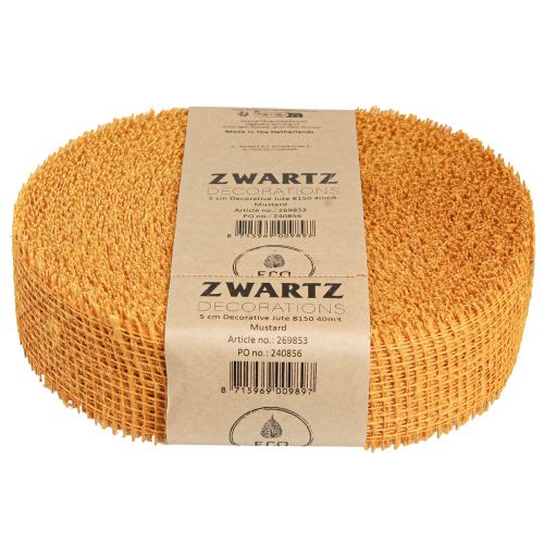 Prodotto Nastro decorativo iuta nastro a griglia giallo senape nastro artigianale 5 cm 40 m