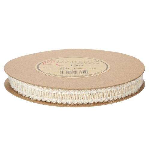 Prodotto Nastro decorativo in juta, nastro regalo naturale, bianco crema, 15 mm x 15 m