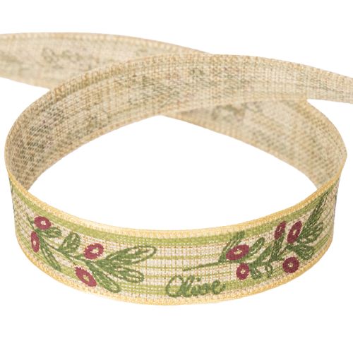 Prodotto Nastro regalo ramo d'ulivo con eleganti rami e olive 1,5 cm 15 m