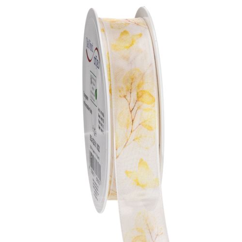 Nastro decorativo con motivo a ramo frondoso, in organza, largo 25 mm, lungo 20 m. acquistare | Floristik24.it