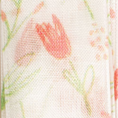 Prodotto Nastro regalo con motivo a tulipano, creativo per occasioni speciali e decorazioni stagionali, largo 2,5 cm, lungo 18 m