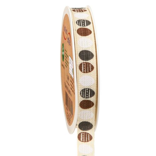 Prodotto Nastro decorativo Nastro uova di Pasqua cotone marrone bianco 15 mm 18 m