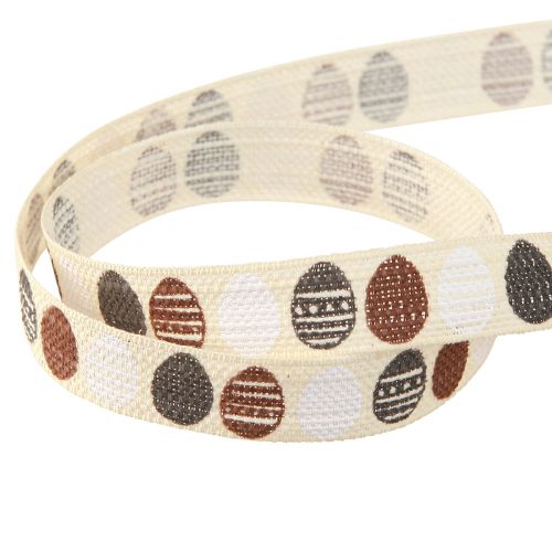 Prodotto Nastro decorativo Nastro uova di Pasqua cotone marrone bianco 15 mm 18 m