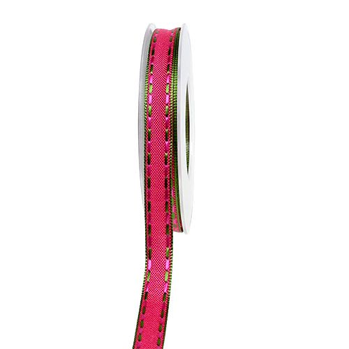 Floristik24 Nastro regalo per la decorazione Pink con bordo filo 15mm 15m