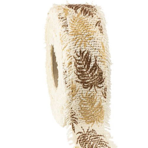 Floristik24 Nastro decorativo foglie tropicali nastro di cotone marrone 30mm 15m