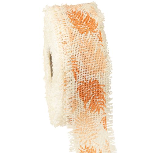 Floristik24 Nastro decorativo foglie foresta pluviale nastro di cotone arancione 30mm 15m