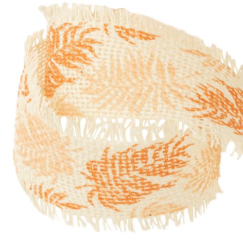 Prodotto Nastro decorativo foglie foresta pluviale nastro di cotone arancione 30mm 15m