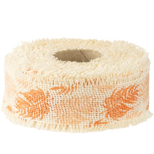 Prodotto Nastro decorativo foglie foresta pluviale nastro di cotone arancione 30mm 15m
