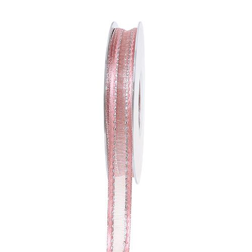 Floristik24 Nastro decorativo rosa con strisce di lurex in argento 15mm 20m