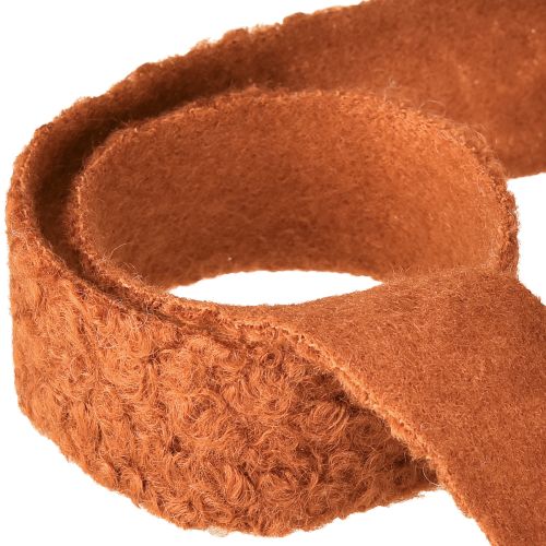 Prodotto Nastro decorativo in tessuto largo marrone rossiccio effetto lana 40mm 8m