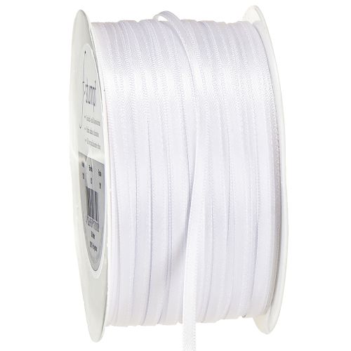 Prodotto Nastro decorativo in raso bianco doppio raso 3 mm 50 m