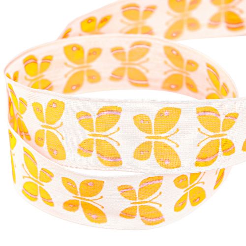 Prodotto Nastro decorativo farfalle arancione bordo filo 25mm 18m