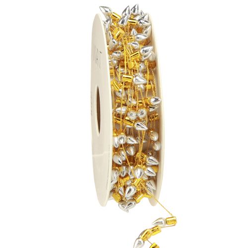 Prodotto Nastro decorativo Catena luminosa natalizia oro argento L12mm L5m