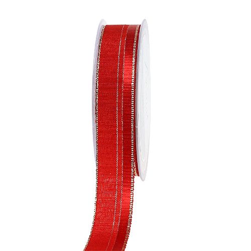 Floristik24 Nastro decorativo Natale rosso, oro 25mm 20m