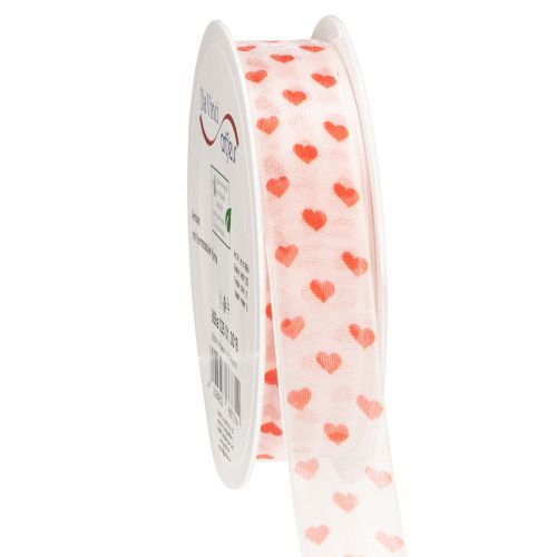 Prodotto Nastro regalo con cuori, ideale per idee creative di confezionamento e regali personali, largo 2,5 cm, lungo 15 m