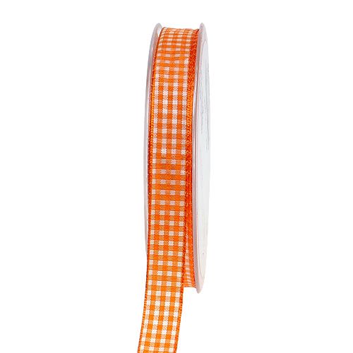 Floristik24 Nastro decorativo a quadretti in arancione 1,5 cm 20 m