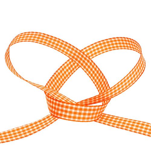 Floristik24 Nastro decorativo a quadretti in arancione 1,5 cm 20 m
