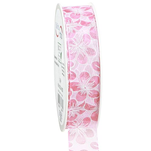 Prodotto Nastro decorativo con fiori regalo nastro rosa primavera 25mm 20m