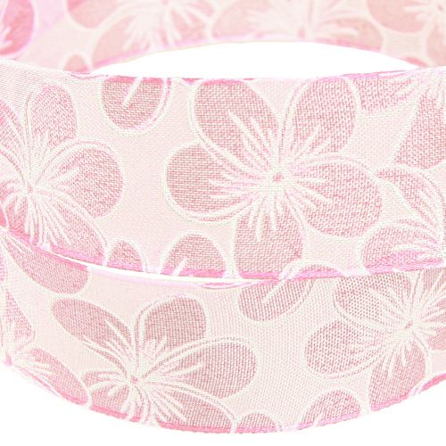Prodotto Nastro decorativo con fiori regalo nastro rosa primavera 25mm 20m