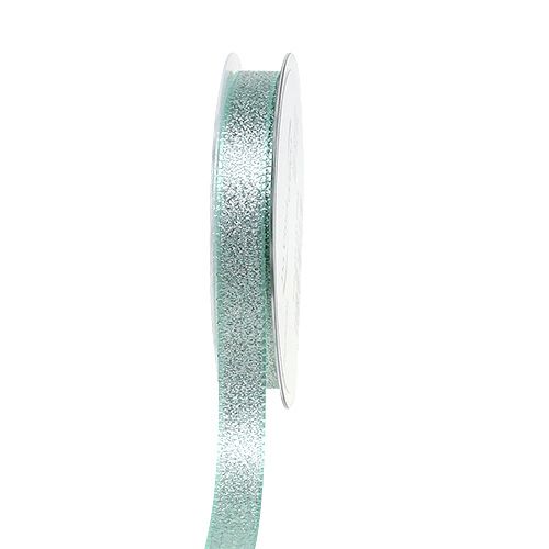 Floristik24 Nastro decorativo con glitter menta 15mm 25m