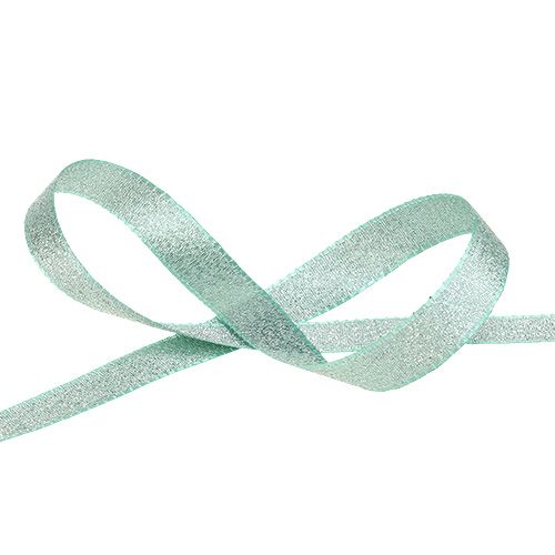 Floristik24 Nastro decorativo con glitter menta 15mm 25m
