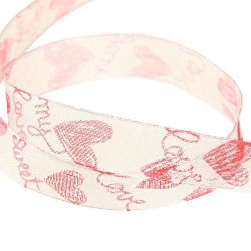 Prodotto Nastro decorativo con cuori Tessuto organza Love bianco rosso 15mm 20m