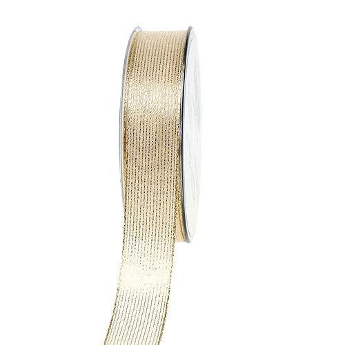 Nastro decorativo con strisce di lurex oro chiaro 25mm 20m acquistare | Floristik24.it