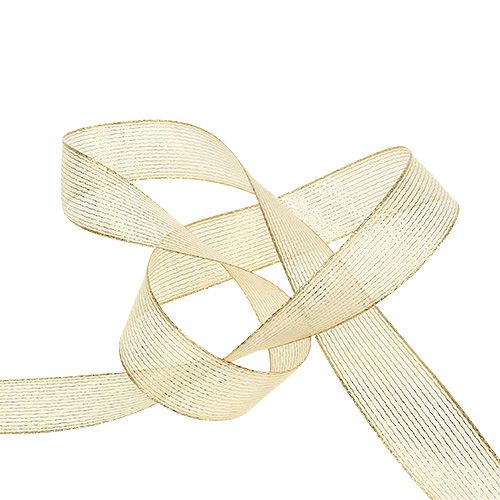 Nastro decorativo con strisce di lurex oro chiaro 25mm 20m | Floristik24.it