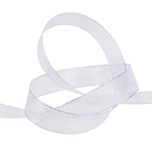 Nastro decorativo con righe in lurex argento 25mm 20m | Floristik24.it