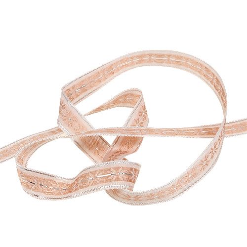 Floristik24 Nastro regalo per la decorazione con motivo rosa 15mm 20m