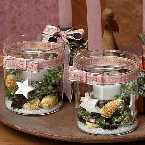 Floristik24 Nastro regalo per la decorazione con motivo rosa 15mm 20m