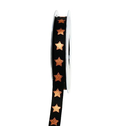 Floristik24 Nastro regalo per la decorazione con decoro a stella nero 15mm 20m
