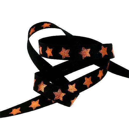 Floristik24 Nastro regalo per la decorazione con decoro a stella nero 15mm 20m