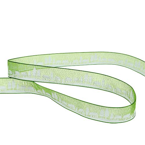Floristik24 Nastro decorativo con motivo invernale verde-bianco 15mm 20m