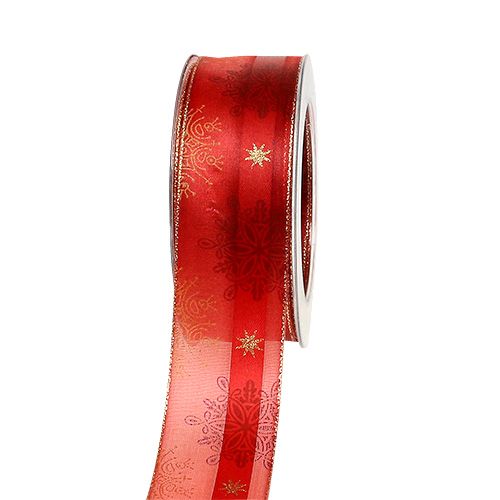 Floristik24 Nastro decorativo con bordo dimensionalmente stabile rosso 40mm 20m