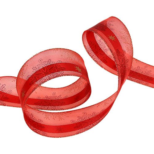 Floristik24 Nastro decorativo con bordo dimensionalmente stabile rosso 40mm 20m