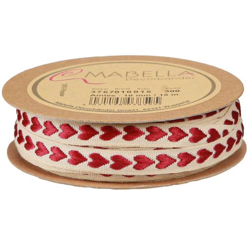 Prodotto Nastro decorativo con nastro regalo cuori rossi beige 10 mm 15 m