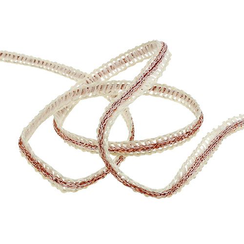 Floristik24 Nastro regalo per la decorazione crema stretta con filo 8mm 15m