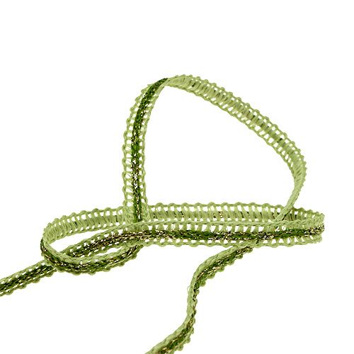 Floristik24 Nastro decorativo stretto verde con filo 8mm 15m