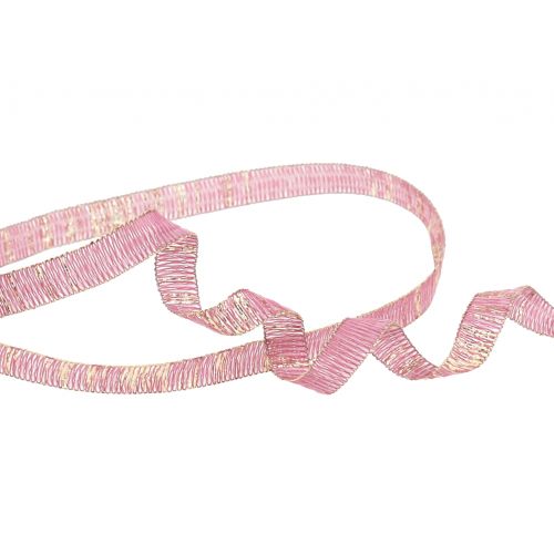Floristik24 Nastro decorativo rosa antico con lurex oro rinforzato con filo 10mm 20m