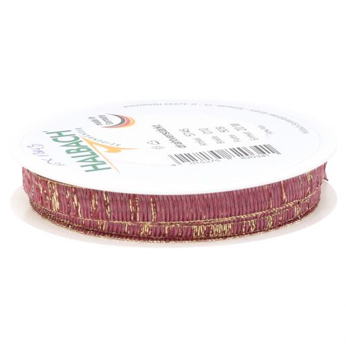 Floristik24 Nastro decorativo rosa antico con lurex oro rinforzato con filo 10mm 20m