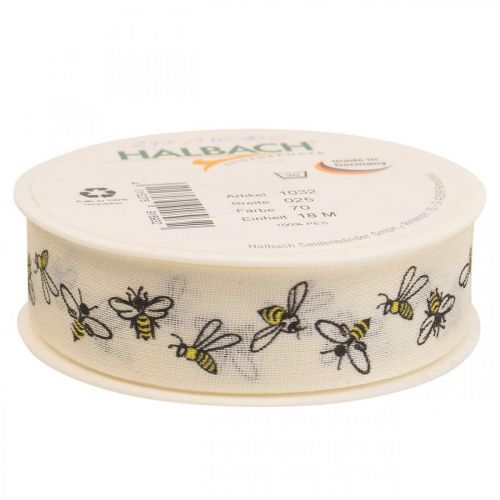 Floristik24 Nastro decorativo api nastro crema 25mm 18m