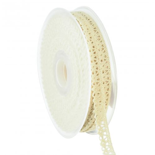 Prodotto Nastro decorativo color crema con pizzo all&#39;uncinetto vintage L12mm L20m