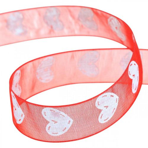 Prodotto Cuori di nastro decorativo, decorazione di nozze, nastro San Valentino rosso, bianco 15mm 20m