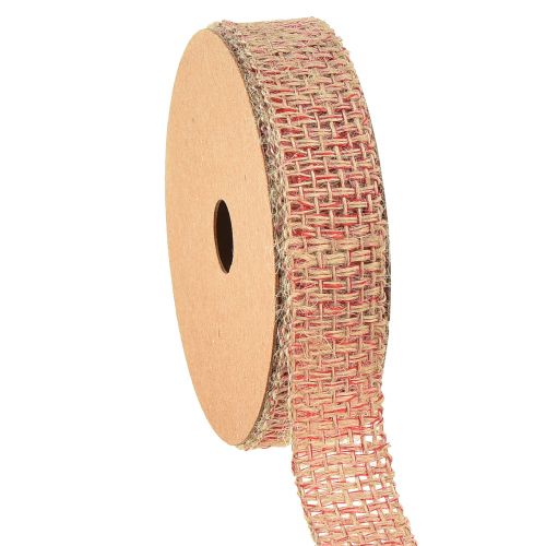 Floristik24 Nastro decorativo nastro di iuta per decorare rosso naturale 25mm 10m