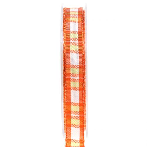 Floristik24 Controllo del nastro decorativo con bordo filo arancione 15mm L20m