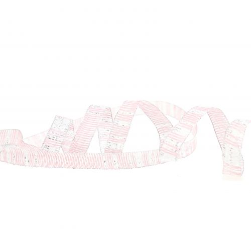 Floristik24 Nastro decorativo rosa con filo lurex argento rinforzato 10mm 20m